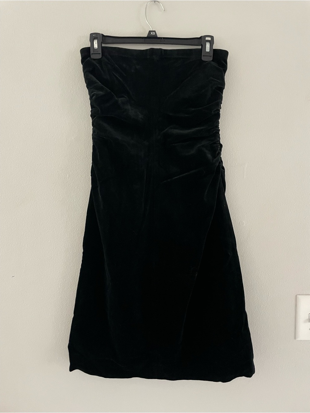 Theory Black Velvet Strapless Mini Dress